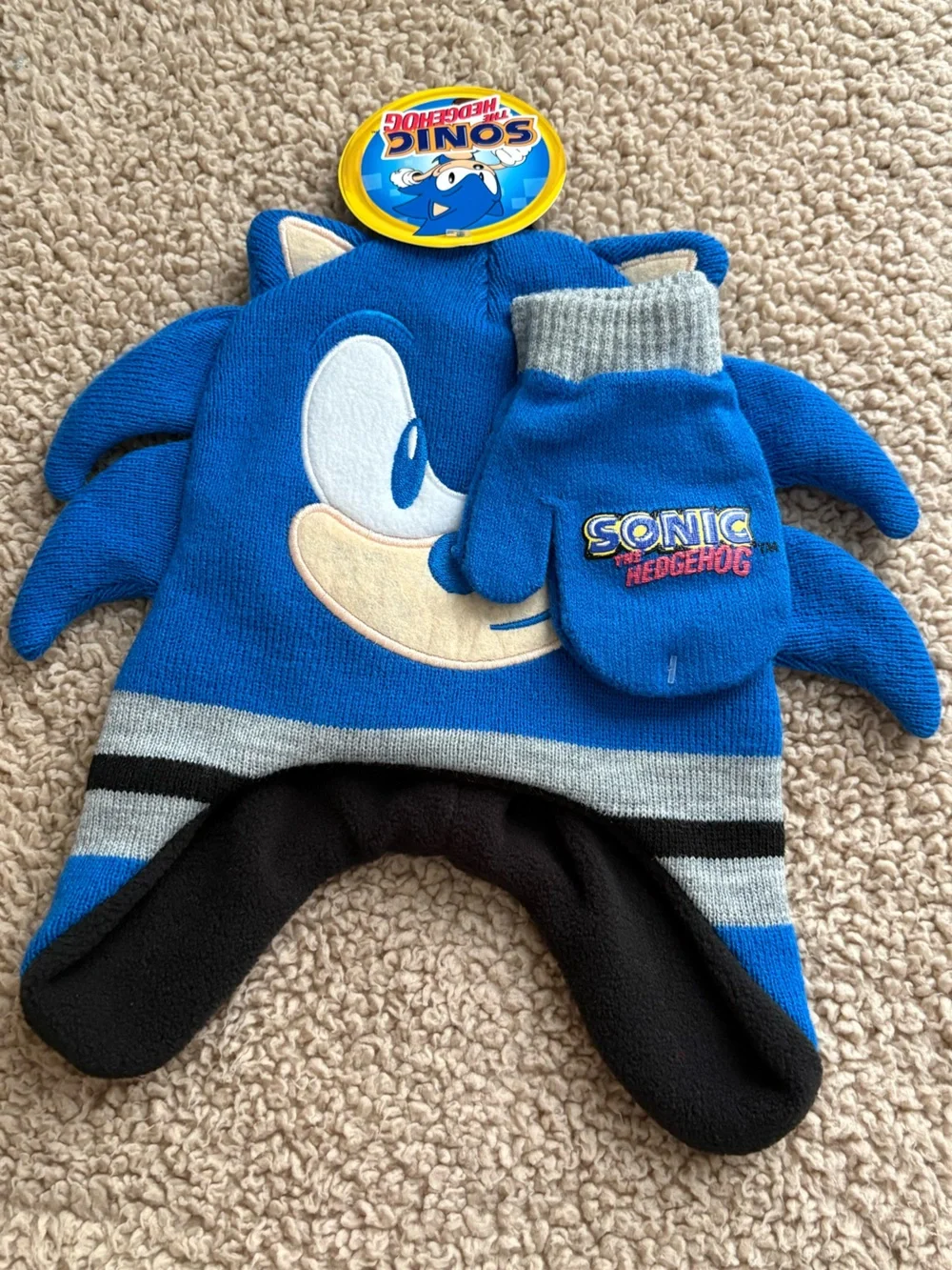 Sonic the Hedgehog Blue Kids Hat & Mittens Set